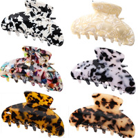 Griffe de tortue grande épingle à cheveux en marbre en plastique Simple grandes pinces à cheveux pinces à griffes en acétate acrylique
