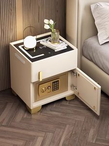 <span class=keywords><strong>Tavolo</strong></span> da letto in legno intelligente di fabbrica moderna luce a LED serratura per impronte digitali comodino con ricarica wireless - Product Image 2