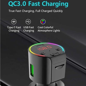 7 colores coche Bluetooth música sin pérdidas tipo C QC3.0 cargador USB TF Audio coche REPRODUCTOR DE <span class=keywords><strong>Mp3</strong></span> Radio transmisor FM - Product Image 2