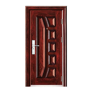 PPD personalizado de acero inoxidable de una sola puerta de entrada frontal de hierro puertas de seguridad de acero para casas - Product Image 1