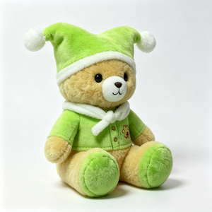 Oso de peluche suave y personalizado con almohadillas verdes en las patas, oso de peluche sentado y vestido, encantador oso de peluche clásico. - Product Image 5