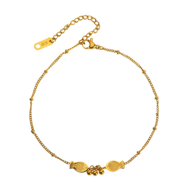 Custom Tiny Fish Ankle Chain 18K Gold Plated Cute Minimalist Charm Pendant Adjustable Dainty Foot Jewelry Gift for Women