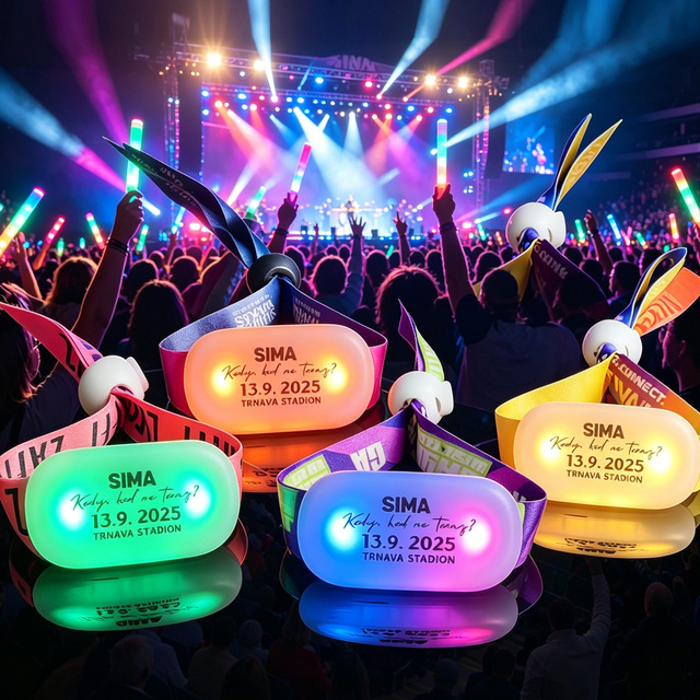 DMX Remote Music Rhythm Sync Flashing Fabric Wristband Custom Print for Live House Festival Gift LED Wristband