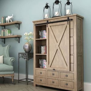 WEKIS Modern Mini Cabinet Barn Wood Sliding Doors <b>Hardware</b> System Brush Satin Finish Durable Steel Brass Remote Control Screw - Product Image 6