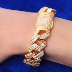 925 Sterling Silver Cuban Link Bracelet With Lab Grown Moissanite Diamond Bright Finish Minimal Style Jewelry - Product Image 2