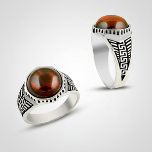 925K Sterling Silver Carnelian <b>Men</b> <b>Ring</b> - Product Image 2