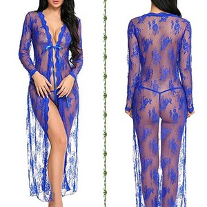 Venta al por mayor de lencería sexy para mujer, camisón de encaje transparente de manga larga de malla, suministro de fábrica - Product Image 3