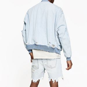 Nuevos Pantalones Cortos Bermuda Azul Claro para Hombre, con Agujeros y Bordes Desgastados, Estilo Jeans - Product Image 6