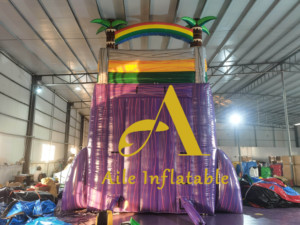 Dài nhất Inflatable ướt n khô trượt N trượt màu tím đá cẩm thạch Inflatable giật gân trượt nước kép Lane Palm Tree trượt nước - Product Image 3