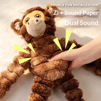 Jouet pour chien en peluche grande taille, design singe, son crépitant, interactif, anti-ennui, auto-entretenement pour chiens de taille moyenne à grande