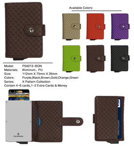 Porte-cartes fin en PU CardHoda avec motif géométrique et fermeture à bouton, design unisexe - Product Image 4