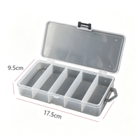 Boîte de rangement portable étanche en plastique transparent pour matériel de pêche, 5 compartiments, pour leurres, hameçons et appâts, avec poignée, pour la pêche en ruisseau/rivière
