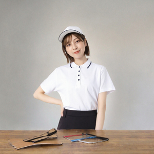 Polo en coton blanc pour femme, manches courtes, col classique, style preppy, tissu Oxford respirant, longueur normale - Product Image 3