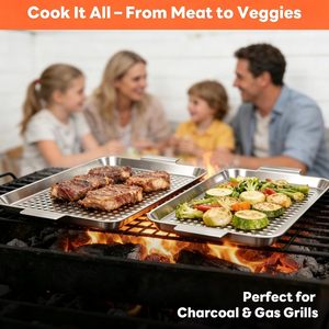 Grille de barbecue en acier inoxydable pour barbecue extérieur avec trous, idéale pour les pique-niques, le camping, l'emballage pour la vente par correspondance - Product Image 5