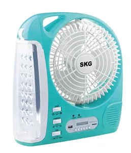 Hot sale 8'' Multifunction Rechargeable Fan with LED Light FM Radio