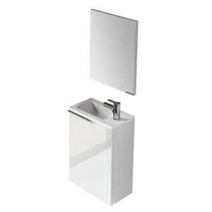 Mueble de Baño Suspendido Compacto 58x40x22 Cm Lacado Blanco Con Espejo Y Lavabo Incluidos - Product Image 1