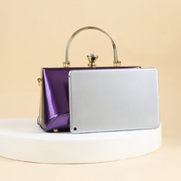 Sac à main en cuir verni léopard pour femme, violet brillant, polyester, anneau métallique, sac bandoulière