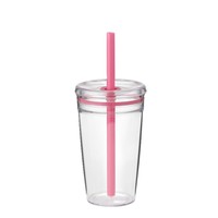 Gobelet isotherme en acrylique à paroi simple de 450 ml avec couvercle multicolore, réutilisable, pour café glacé, sans BPA, finition mate antidérapante, bouteille de sport