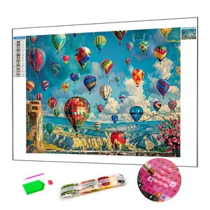 Hot Sale Colorful Hot Air Balloon Full Drill Cross Stitch Diamond Kits Diy Diamond Painting Canvas Wall Art Home Decoration