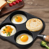 Antihaft-Frühstücks-Pfannkuchenpfanne Voreingebrannte Gusseisen-Eierpfanne mit Holzgriff