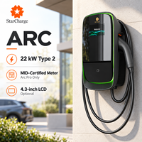 Nouvelle station de recharge pour véhicules électriques Starcharge Arc Pro 7kW 11kW 22kW 3 phases, contrôle intelligent par application, partage familial, compteur MID, niveau 2 AC