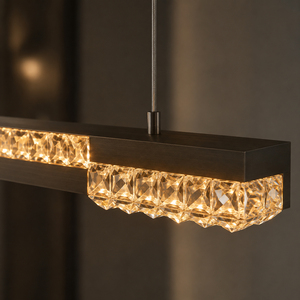 Lampe suspendue linéaire en cristal, luminaire LED linéaire pour cuisine, îlot de cuisine, salle à manger, décoration de style farmhouse - Product Image 2
