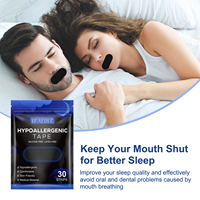 OEM ODM Private Label Pack de 30 pièces de haute qualité, bandes de sommeil hypoallergéniques sans latex, bande buccale noire anti-ronflement pour dormir