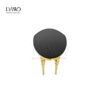 Mesa de Vidrio de Lujo con Patas Esféricas Doradas y Cubierta Negra, Centro de Mesa para Bodas y Fiestas