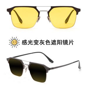 Lunettes de soleil de vision nocturne pour hommes, monture rectangulaire complète en plastique et métal, anti-éblouissement, pour la conduite de nuit, 801B - Product Image 2