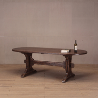 Table à manger industrielle en bois massif, design rustique scandinave artisanal TAILAI, grain naturel, durable, pour la maison ou le bar