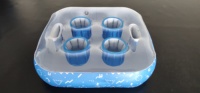 Plateau flottant gonflable en PVC à 6 trous pour boissons, support de bar à glace, impression personnalisée, vente en gros à prix abordable