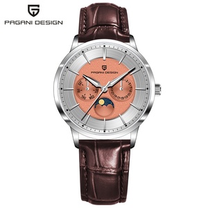 Montre à quartz multifonctionnelle pour homme Pagani Design 40 mm, mouvement japonais, phase de lune, étanche 100 m, verre saphir, bracelet en cuir - Product Image 1