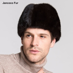 Nuovo cappello Casual in pelliccia di visone <span class=keywords><strong>russo</strong></span> caldo invernale nero per uomo - Product Image 3