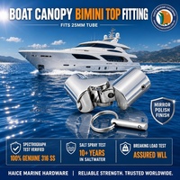 Charnière de tube de bimini à verrouillage en acier inoxydable 316, 25 mm, goupille à dégagement rapide, connecteur de main courante, accessoires de quincaillerie pour yacht et bateau