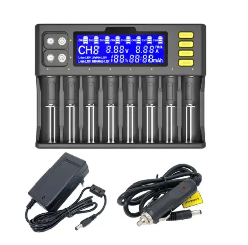 Lii-S8 बैटरी चार्जर ली आयन 3.7V NiMH 1.2V Li-FePO4 3.2V 3.8V चार्जर के लिए 18650 26650 21700 26700 ए. ए.