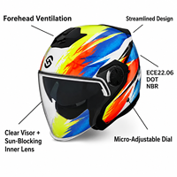 Casque de moto confortable en coque ABS certifié DOT 3C, optimisé pour les longues distances