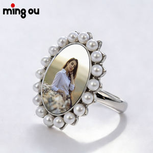 Anillo Sublimable en Blanco para Bodas, Anillo Ajustable con Cuentas <span class=keywords><strong>de</strong></span> Perlas para Recuerdos, Regalos y Accesorios Diarios - Product Image 2