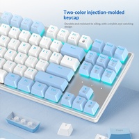 Clavier mécanique filaire pour jeux HEXGEARS GK715 87 touches, interrupteurs Kailh Blue, rétroéclairage blanc, panneau en alliage, anti-ghosting 1000Hz