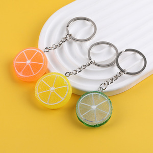 Porte-clés Citron Simulé en Résine Plastique, Alliage de Zinc Rond, Non Toxique, Accessoire de Bijouterie - Product Image 1
