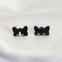 Gotik büyük gözler siyah kedi emaye Pin sevimli Kitty koyu mizah tarzı broş yaka rozeti toptan takı hediyeler çocuk arkadaşlar için