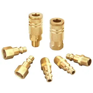 HARDWARE Coupler and Plug Kit Industrial Type D 1/4 in NPT Solid Brass Quick Connect Air Fittings Set