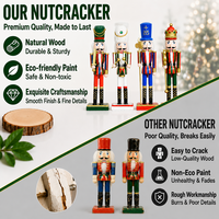 Soldat Casse-Noisette Scintillant 38cm avec Pompons en Bois, Poupée de Noël, Statue, Cadeau, Logo Personnalisé, Vente en Gros, Fournisseur d'Usine