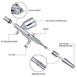 BT-180 professionnel alimentation par gravité aérographe Kit précision <span class=keywords><strong>carrosserie</strong></span> et Nail Art outil cuivre Aerografo - Product Image 3