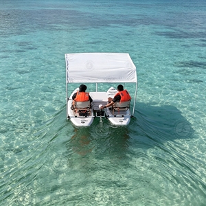 Bateau Catamaran Gonflable Commercial Personnalisé en PVC DWF Électrique Flottant pour la Pêche et la Détente Estivale - Product Image 4