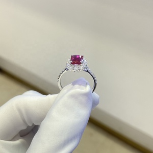 Mới đến Hight chất lượng 9K/14k/18K vàng Nhẫn đính hôn 18K phòng thí nghiệm phát triển <span class=keywords><strong>Ruby</strong></span> Vòng 1.7ct cổ điển Halo Vòng cho quà tặng - Product Image 2