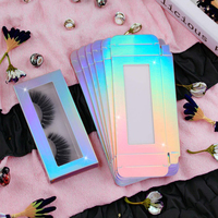 Boîte d'emballage pour cils personnalisée avec logo sur mesure, fabriquée en Chine, vide, en papier d'art gaufré avec fenêtre transparente