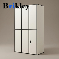 Casier compact en stratifié HPL Brikley à une colonne et cinq niveaux, épaisseur 12 mm, avec serrure électronique pour salle de sport et bureau