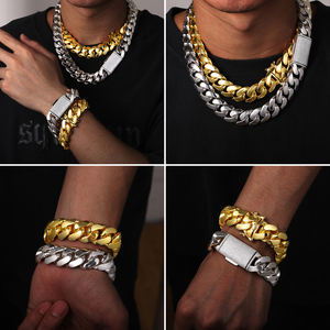 Gioielli all'ingrosso all'ingrosso 10 pz/set 10-22mm 10K 14K 18K 24K oro pesante Choker Cubana solido Miami collana a maglia Cubana per gli uomini - Product Image 2