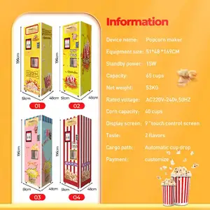 Commercieel Gebruik Multi-Smaak Slimme Touchscreen Snack Voedsel Popcorn Automaat