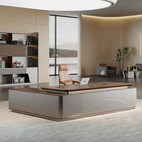 Meubles de bureau ergonomiques modulaires modernes en panneaux MDF, bureau de direction en forme de L avec rangement pour PDG, table de bureau de luxe pour usage en villa
